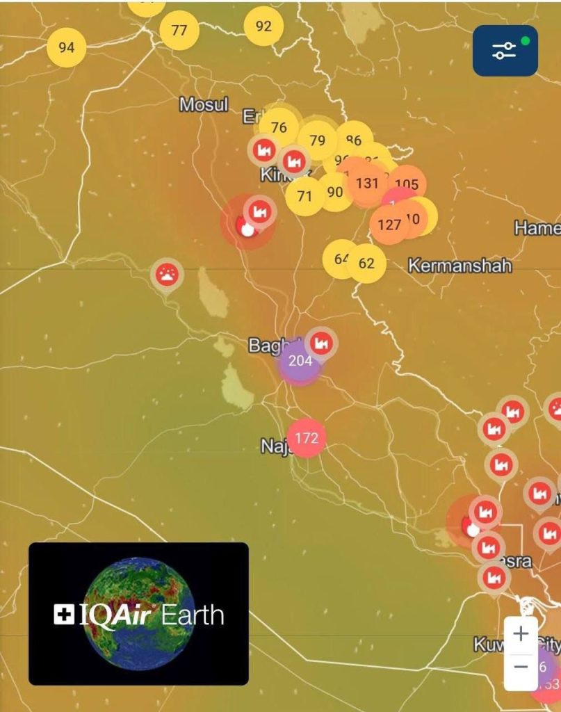 1-6-807x1024 تدهور جودة الهواء في بغداد مع تسجيل مستويات ملوّثة باللون البنفسجي