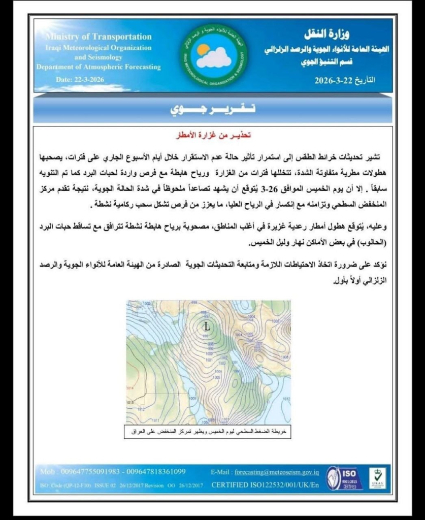 image-59-837x1024 الأنواء الجوية تحذر من سيول وأمطار غزيرة تضرب العراق وتُحدّد الخميس ذروة المنخفض