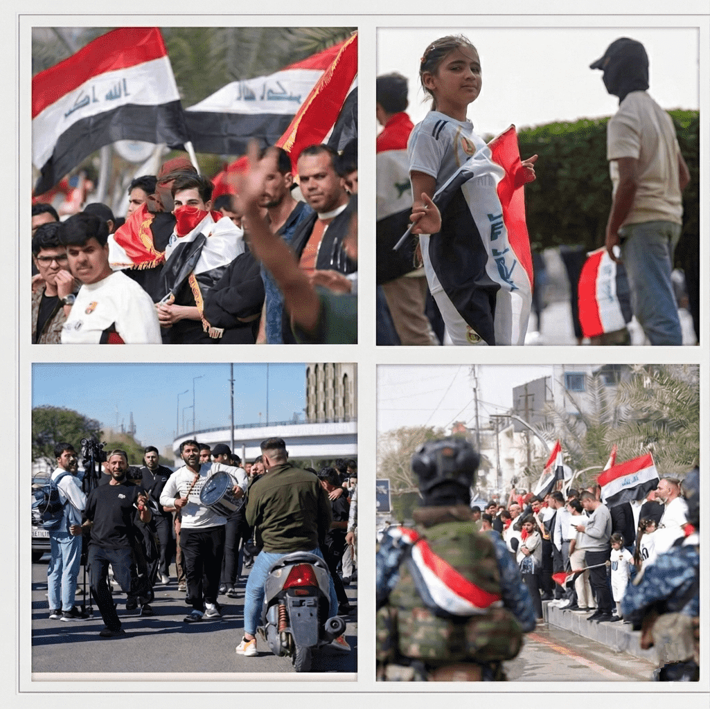 احتفالات-المنتخب بغداد تحتفي بالأسود.. حافلة المنتخب تجوب الشوارع وسط فرحة جماهيرية بالتأهل المونديالي