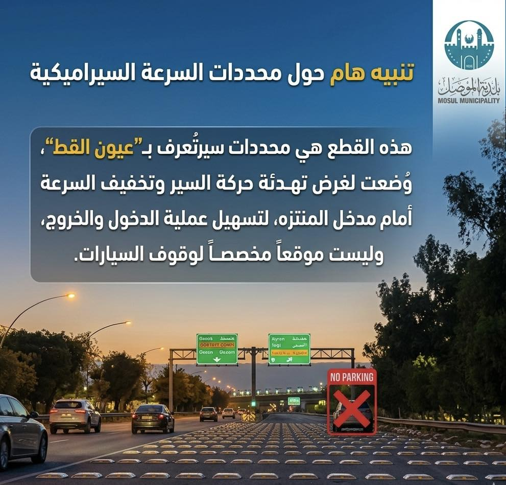image-97 عيون القط" أمام منتزه الزهرة لتخفيف السرعة وليست كراجًا للمركبات