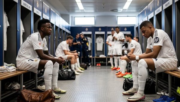 أزمة صامتة تضرب غرفة ملابس ريال مدريد ومستقبل مبابي وفينيسيوس تحت المجهر