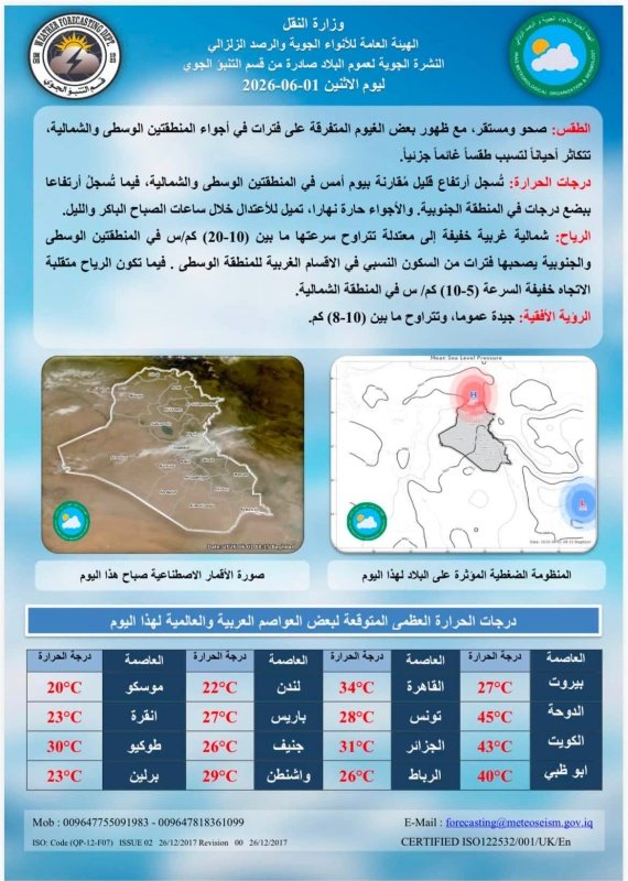 image-15 الأنواء الجوية تعلن تفاصيل طقس الخميس: استقرار عام وارتفاع طفيف في درجات الحرارة