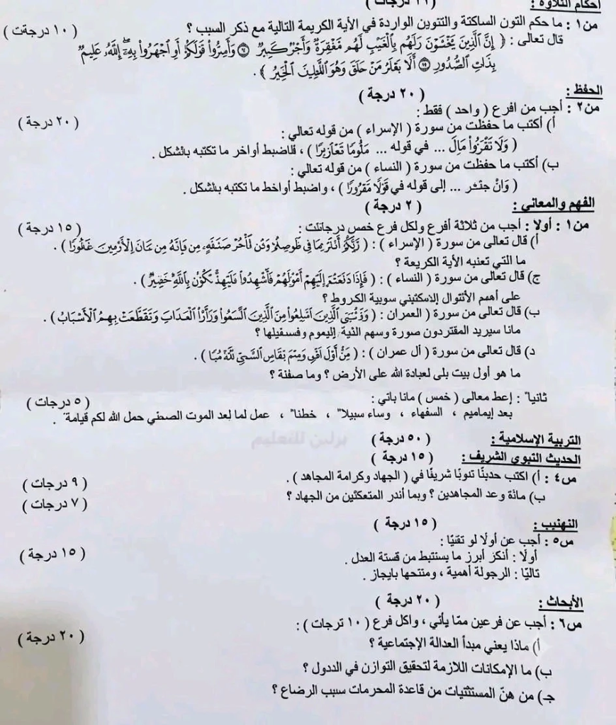 image-70-869x1024 أخطاء إملائية بأسئلة الإسلامية تُثير الجدل في أول أيام الإمتحانات الوزارية