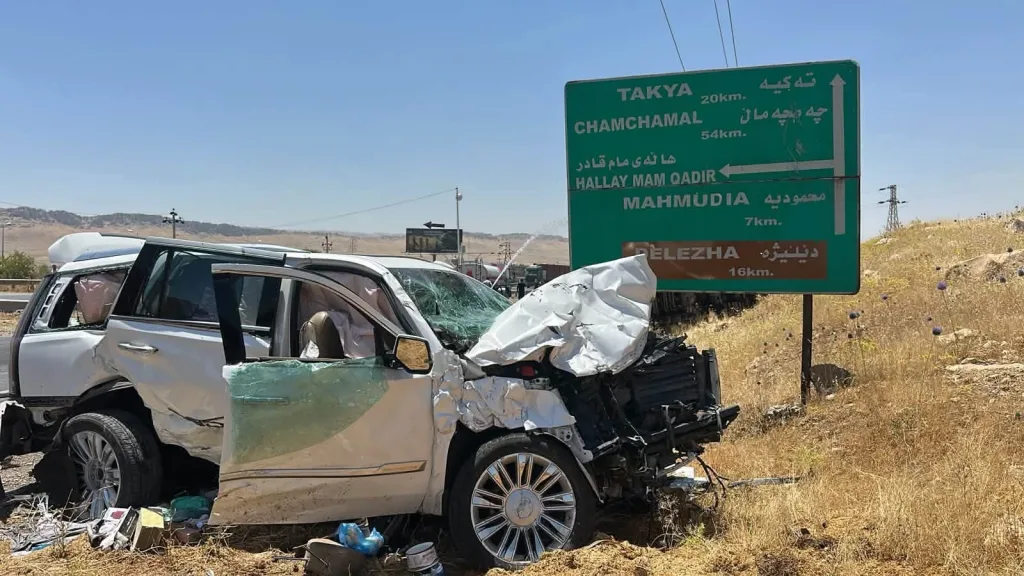 2-1024x576 حادثان مروعان على طريق ( السليمانية - بازيان ) يُسفران عن وفاة امرأة وإصابة 9 أشخاص
