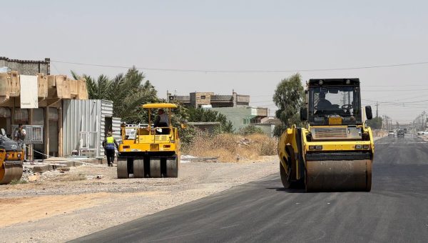 تواصل تأهيل طريق “الجمسة – القيارة” الإستراتيجي بين نينوى وصلاح الدين